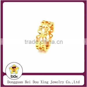 Lace Hollow Flower Design With 18K Yellow Gold Plated Bangle Style Stainless Steel 316 Fashion Ring thumbnail-1