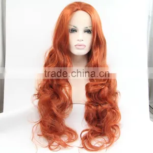 Cheap Extra Long Wine Red Synthetic Lace Front Wig Heat Resistant Wavy Burgundy Red Wig Natural Wig thumbnail-1