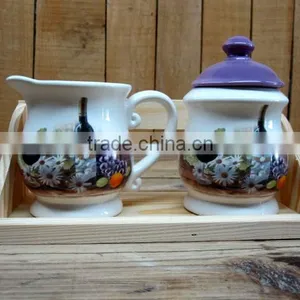 Ceramic Coffee Creamer With Sugar Pot Set thumbnail-1