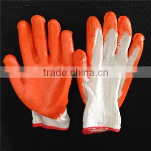 High Quality 7g Orange Natural Rubber Palm Coated Cotton Safety Glove thumbnail-3