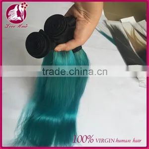 Beautiful Ombre Hair #1B Teal Straight Unprocessed Virgin Human Brazilian Hair Bundles thumbnail-5