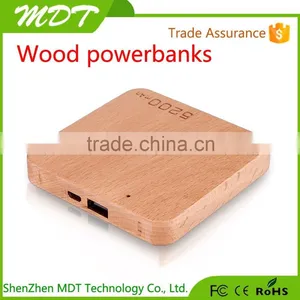 Tablet Phone E-charge Battery Backup Dual USB Ports 5200mAh Portable Mobile Wood Power Bank 5200mah , Gift Order Available thumbnail-2