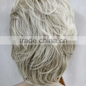 Light Blonde Mixed Short Curly Women Female Daily Full Wig N539 thumbnail-3
