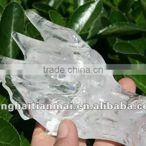 Wholesale Large Size Water-Clear Natural Crystal Carving Dragon Skull thumbnail-2