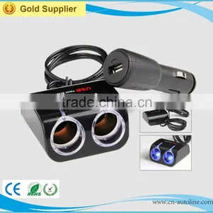 1 to 2 Cgarette Socket With USB thumbnail-1