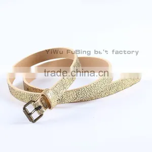 Wholesale Western Women's Silver Cracked Leather Skinny Belt thumbnail-2