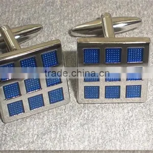 Novelty Square-fashion Jewelry Blue Enamel Cufflinks thumbnail-3