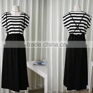 Slim Stripe Suspender Skirt Maternity Dresses Clothes For Pregnant Women thumbnail-4