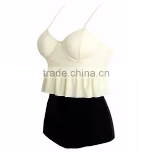 New Fashion Hot Selling Swimsuit With Small Flounce Top Quality Mature Women High Waist Bikini thumbnail-2