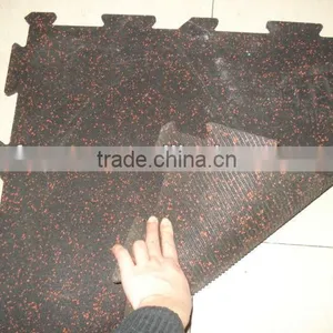 610 * 610 * 10mm Interlocking Gym Rubber Flooring Tiles ,EPDM Speckled,100% Re-Tire Recycled Rubber Gym Tiles thumbnail-1