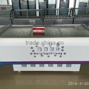 2016 High Quality Commercial Glass Top 568L/618L/818L Meat Freezer Seafood Display Freezer for Supermarket Fish Display Cabinet thumbnail-3
