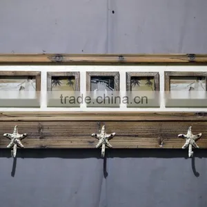 2016 Vintage Wood Wall Shelf With Hooks and Frames thumbnail-6