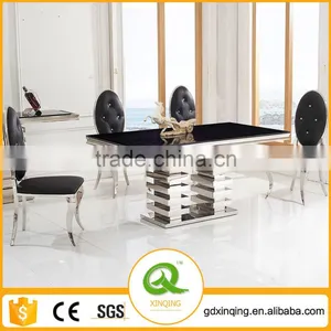 Stainless Steel Dining Table Modern Dining Table Tempered Glass Dining Table thumbnail-1