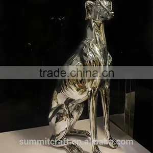 Electroplated Silver Resin Large Sitting Italian Greyhound Statue thumbnail-1