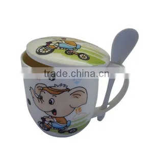 Porcelain Elephant Pattern Mug With Spoon Set thumbnail-1
