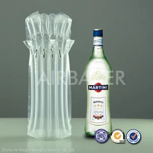 Прозрачные пластиковые воздушные упаковочные пакеты. Стандартные пакеты для бутылок вина объемом 750 мл. Амбушюрная упаковка воздушной пленкой thumbnail-1