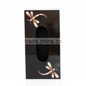 Lacquer Decorative Facial Wooden Tissue Box, Black Color thumbnail-1