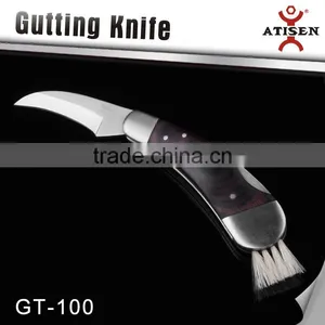 High Quality Folding Mushrooms Knife Wooden Handle With Brush Outdoor Survival Hand Tools GT-100 thumbnail-1