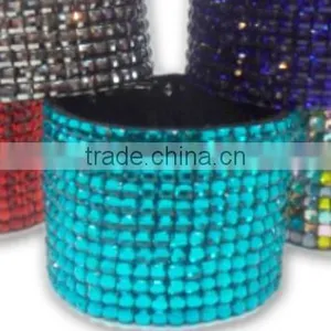 Acrylic Gem Rhinestone Bracelet With Zinc Alloy Locking Part, Hot Sale Gift Leather With Crystal Gem Decoration thumbnail-4