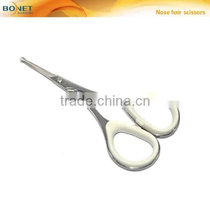 SEM0013 3-1/2'' Mirror Polised Blades Soft Rubber Ring Handle High Quality Round/sharp Point Vibrissa/nose Hair Scissors thumbnail-4