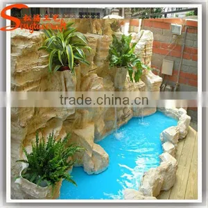 Garden Home Decoration Artificial Fiberglass Rock Waterfall Used Water Fountain for Sale thumbnail-5