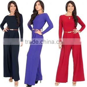 Black Jumpsuit Woman Long Pants Sleeve Wide Leg Jumpsuit Romper Playsuit Pant Suit thumbnail-1