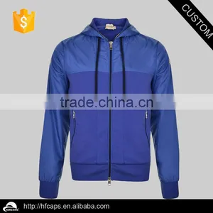 Cotton Polyester Mens Zipper Plain Royal Blue Hoodie thumbnail-1