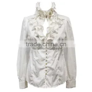 Women Latest Blank Shirt Design New Model Ladies Short Long Sleeve Plain Dyed Daily White Blouse thumbnail-2
