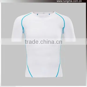 Dry Fit 3/4 Sleeve Lycra Elastic Spandex Rash Guard Polyester, 4 Needle 6 Thread Flatlock Compression Wear Short Sleeve Shirts thumbnail-4