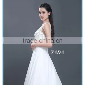 Holy Chiffon V Neck Hand Beaded Long Train A Line Bridal Wedding Dress For Wedding thumbnail-5
