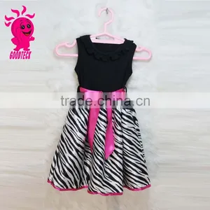 New Arrival Children Dress Designs Zebra Stripe Dress Zebra Pattern Girls Party Birthday Dresses With Bowknot thumbnail-1