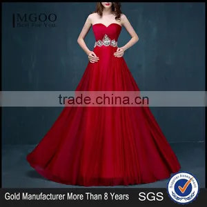 MGOO New Custom OEM Wine Red Handmade Wedding Dress Elegant Dinner Party Dress Top Design Prom Dress 2067 thumbnail-1