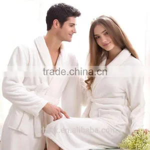 Custom Soft White Unisex Cotton Terry Bathrobe thumbnail-1