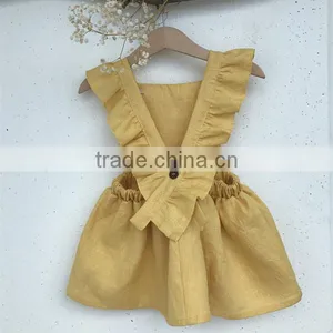 Back Opening Dresses For Girls Cotton Linen Party Supply Baby Dress thumbnail-2
