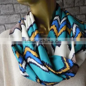 Chevron Infinity Scarf / Neckwarmer, Scarf Infinity, Loop Circle Scarf, Cowl Scarf,fashion Scarf thumbnail-3