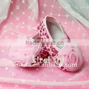 Girl Baby Hot Pink Leopard Shoes With Light Pink Rosettes GS466 thumbnail-1