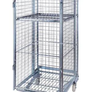 4 Sides Warehouse Logistic Hand Steel Moving Roll Cage Container thumbnail-1