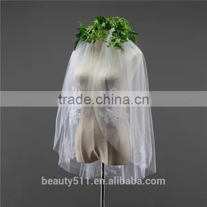 2017 Wholesale Bridal Lace Veils Hot Sale Short Elegant Bridal Wedding Veils Short Tulle Wedding Bridal Veils HL06 thumbnail-2