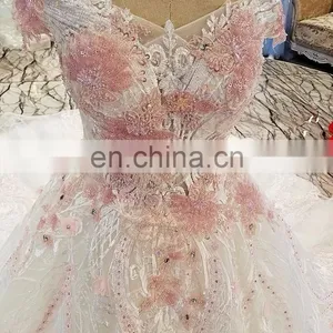 LS00319 Luxury High Quality Flower Patterns Wedding Dresses 2017 Latest Design off Shoulder Bridal Wedding Gown thumbnail-3