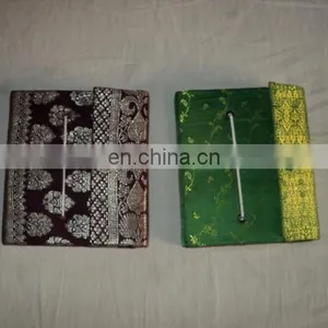 SAREE COVERED PAPER NOTEBOOKS SET OF 3 PCS SET thumbnail-1