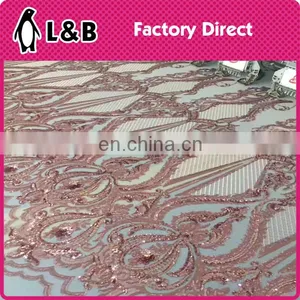 3D Embroidery Cloth Material Mesh Polyester Sequin Fabric thumbnail-6