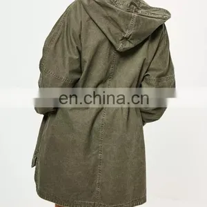Better Quality 100% Cotton Amry Green Plan Parka Coat Women Parka Jacket thumbnail-4
