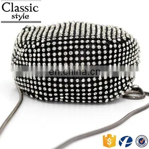 CR More Than 80% Customer Repeat Order Shining Diamond Surface Long Chain Round Shaped Black Zipper New Fashion Mini Coin Purse thumbnail-6