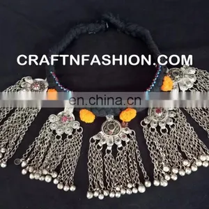Indian Ethnic Old Coin Jewelry Afghanistan Kuchi Tribal Jewelry 1960s Vintage Beaded Kuchi Tribal Old Coin Necklace thumbnail-3