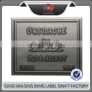 Custom 3D Aluminum Embossed Metal Wine Bottle Label, Wine Metal Sticker Metal Wine Label thumbnail-5