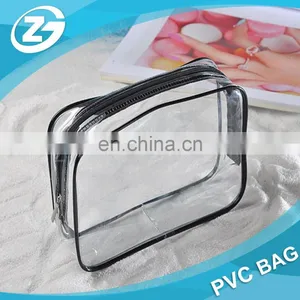 3 Different Size Cosmetic Makeup Travel Wash Bag Holder Organizer Pouch Clear Vinyl PVC Toiletry Bag Set With Zipper, Handle thumbnail-1