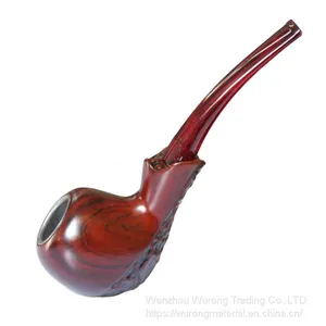 150mm Length Wooden Resin Short Tobacco Pipe With Red Hammer Bend Carving Head for Smoking thumbnail-2