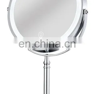 Wholesale 360 Degree 8 Inch LED Makeup Mirror Round Glass Mental Magnification Standing Make Up Mirror thumbnail-1