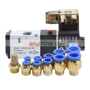 Compressor Accessories Fitting Single Coil 2 Position 5 Way Pneumatic Solenoid Valve 4v210-08 4H210-08 3V210 12V 24V 110V 220V thumbnail-1