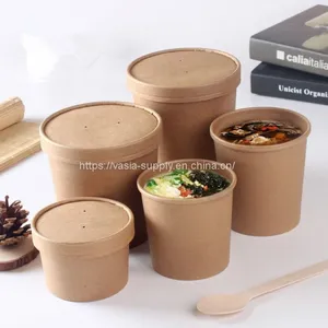 16 oz Paper Soup Containers Compostable Food Storage Containers Eco Friendly Kraft Soup Containers thumbnail-1